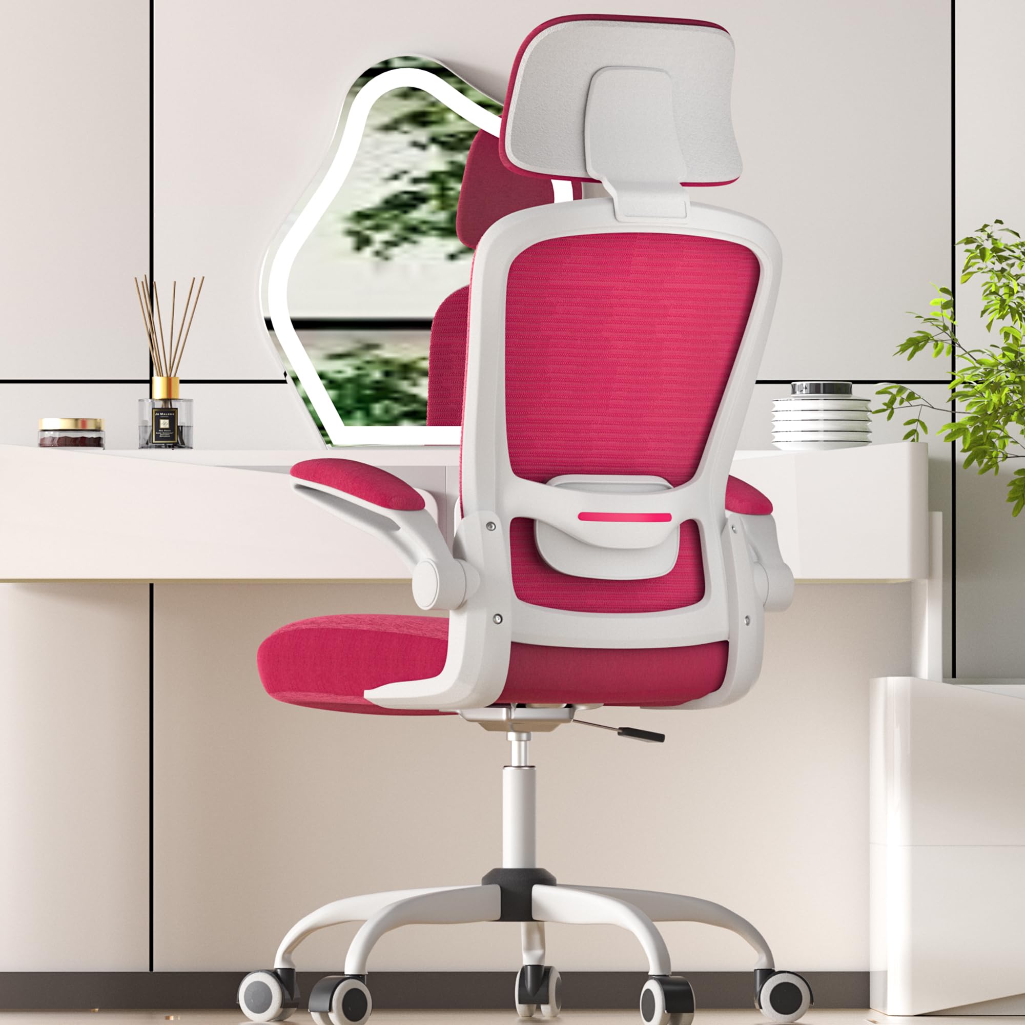 Mimoglad Office Chair, High Back Ergonomic Desk Chair With Adjustable Lumbar Support And Headrest, Swivel Task Chair With Flip-Up Armrests For Guitar Playing, 5 Years Warranty