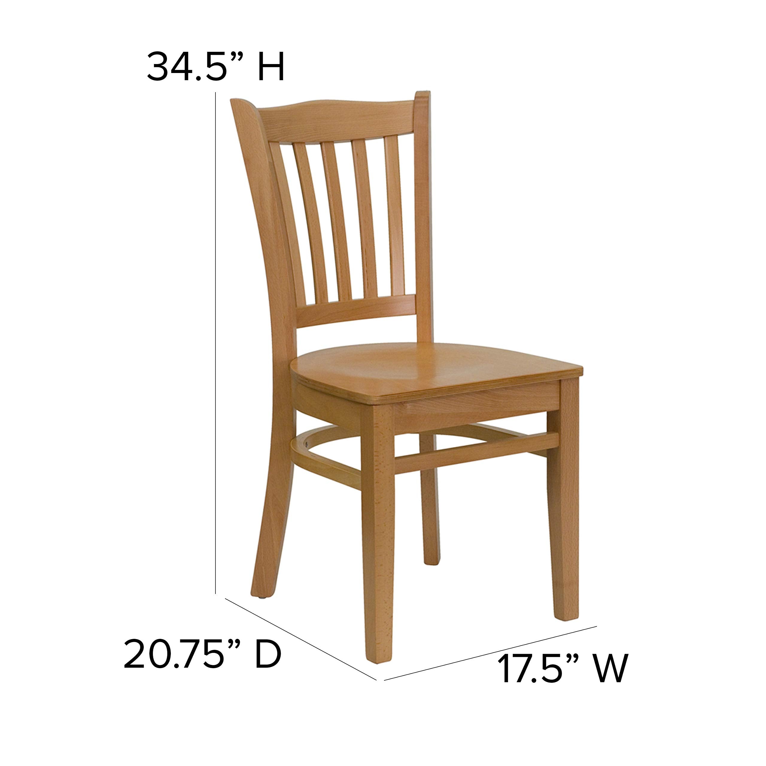 Flash Furniture HERCULES Series Vertical Slat Back Natural Wood Restaurant Chair