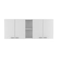 Wall Cabinet 24&Quot; H, 4 Doors, 2 Open Storage Shelves, 2 Internal Shelves, Internal Dish And Glass Organizer, White