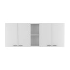 Wall Cabinet 24&Quot; H, 4 Doors, 2 Open Storage Shelves, 2 Internal Shelves, Internal Dish And Glass Organizer, White
