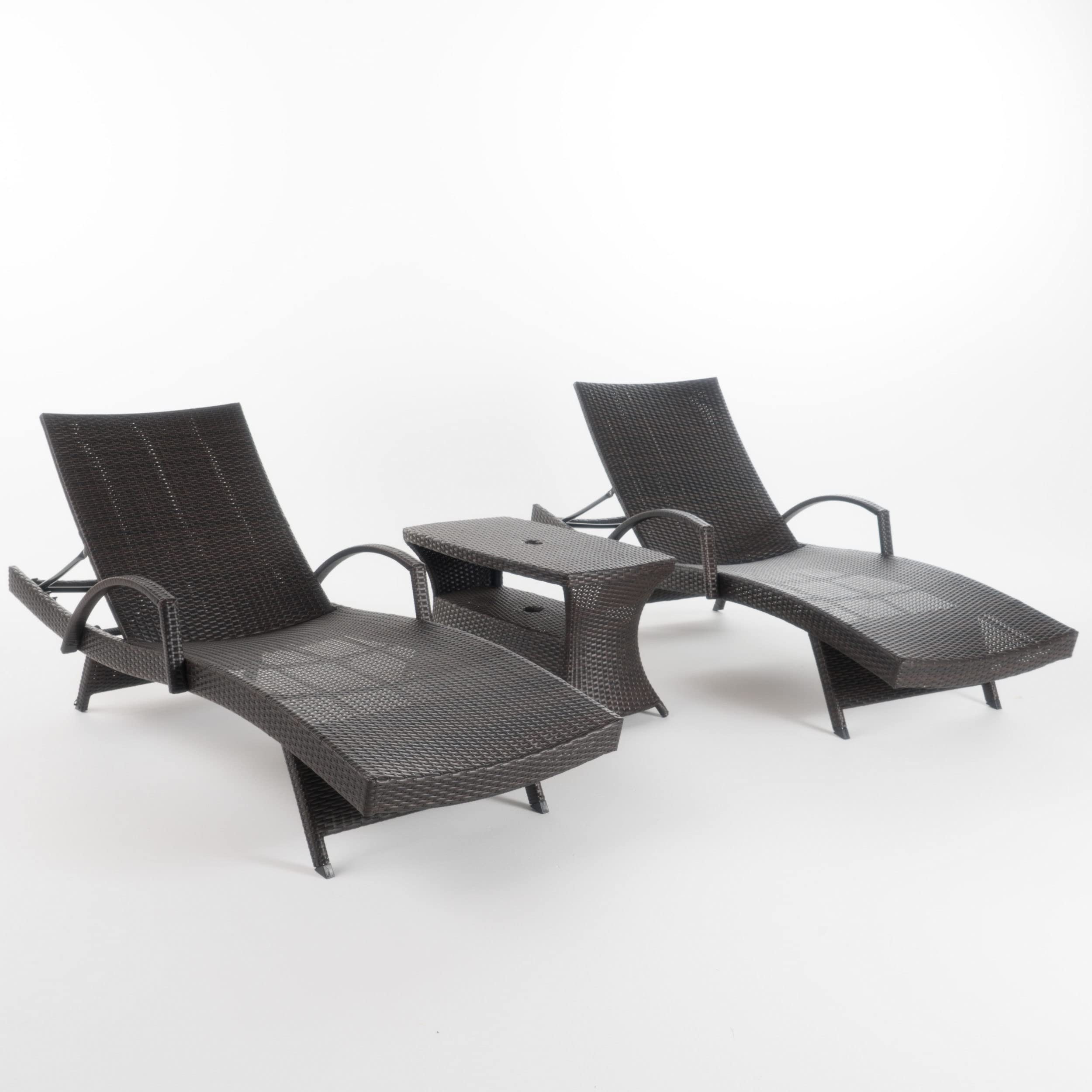 Christopher Knight Home Salem Chaise Lounge Set, Multibrown Wicker