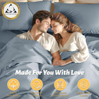 Shilucheng 100% Egyptian Cotton Queen Size Sheets Set - 1000 Thread Count,Luxury Cotton Bed Sheets,Breathable & Cooling Bedding And Pillow Cases, 16 Inch Deep Pocket - 4 Piece (French Blue, Queen)