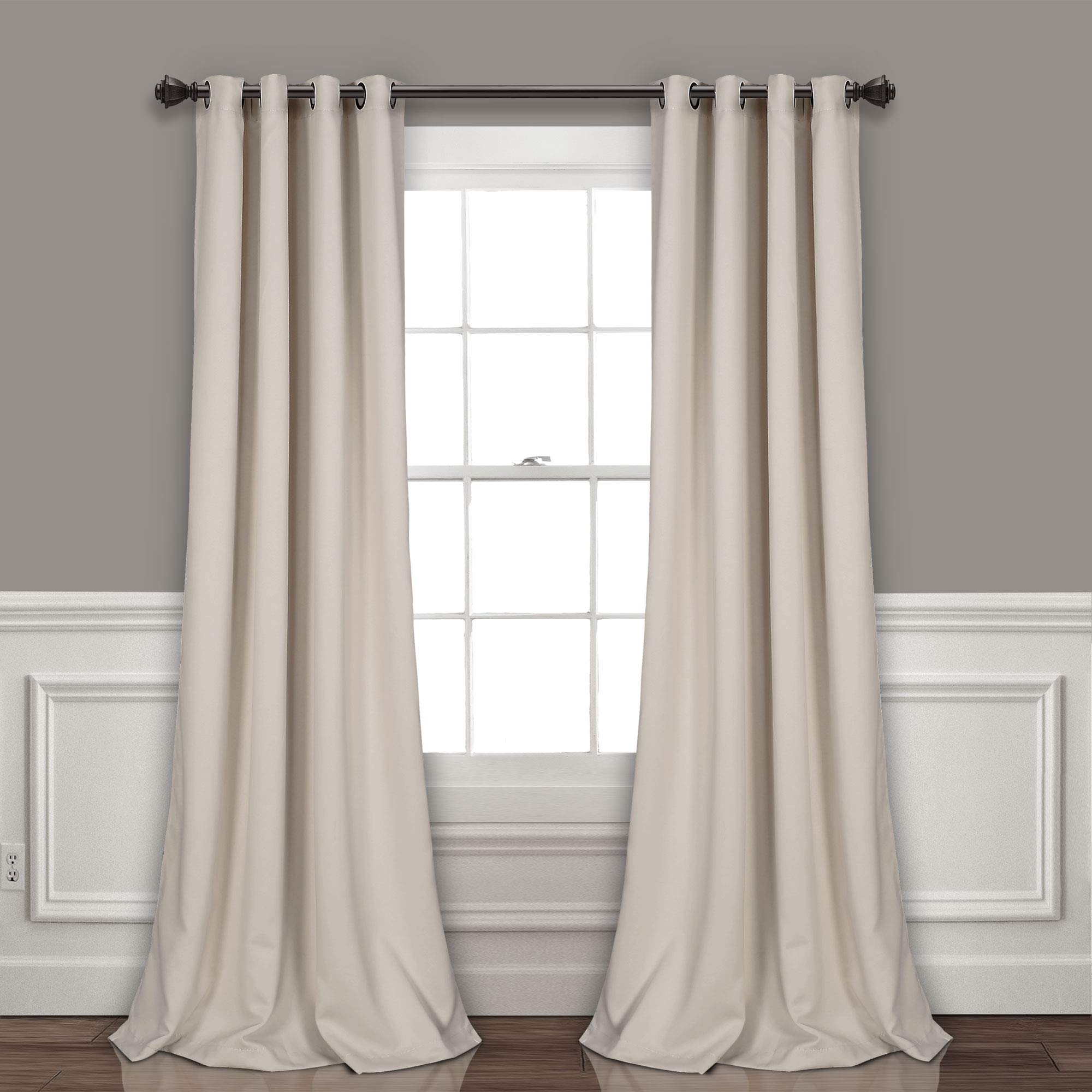 Lush Decor Insulated Grommet Blackout Window Curtain Panels, Pair, 52' W X 95' L, Wheat - Classic Modern Design - Chic Window