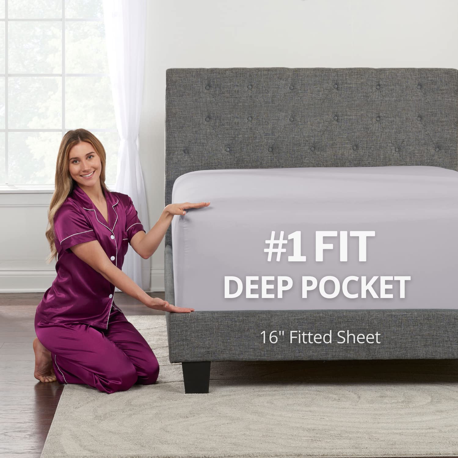 King Fitted Sheet King Size Fitted Sheet Only Deep Pocket - Real 16    Fitted Bed Sheets Fit Perfectly 14   -18    Deep Mattress