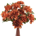 Uieke 12PCS Artificial Daisy Mums Flowers with Stem, Burnt Orange Silk Flowers Arrangement for Home Party Fall Wedding Bouquet T
