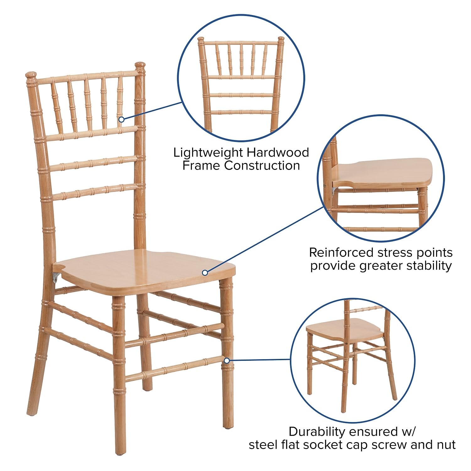 Flash Furniture HERCULES Series Natural Wood Chiavari Chair