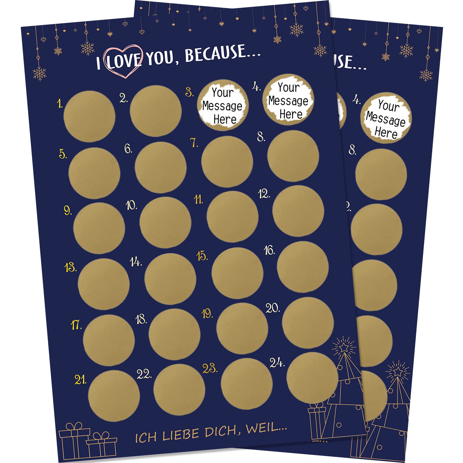 KESOTE Christmas DIY Advent Calendar 2024, 2 Sheets Scratch Off Poster Card for Adults and Kids 16.5'  12'