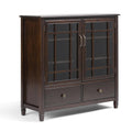 SIMPLIHOME Connaught SOLID WOOD 46 Inch Wide Traditional Tall Storage Cabinet in Dark Chestnut Brown, For the Living Room, Entry