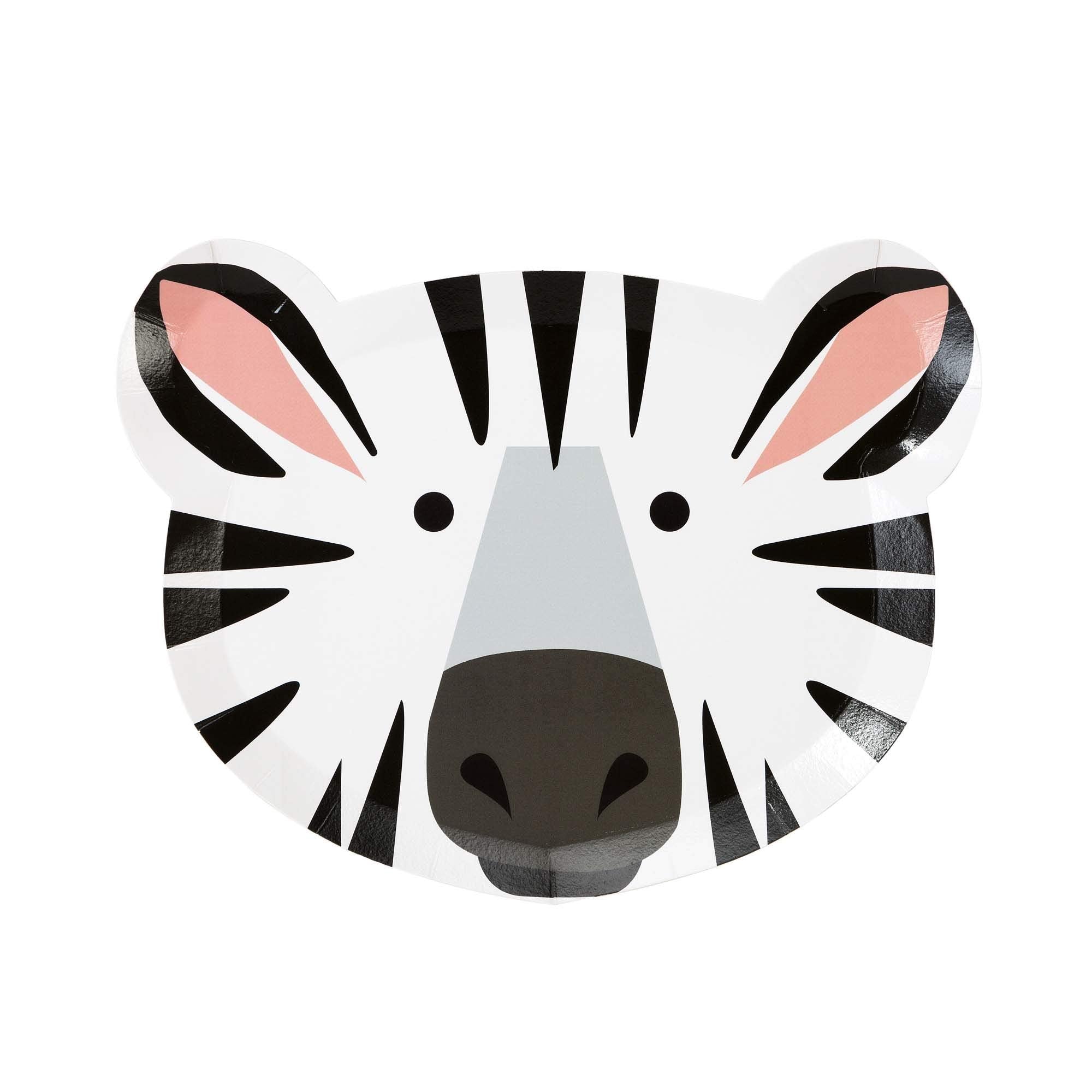 Talking Tables Face Safari Jungle Zoo Animal Tiger Zebra Party Plates, Pack Of 12, Width 23Cm, 9'', Orange, White And Black