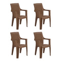 Nilkamal Plastic Chair For Living Room With Arm |Set Of 4 | 3 Year Warranty | For Home, Living Room, Outdoor | Rattan Dark Beige