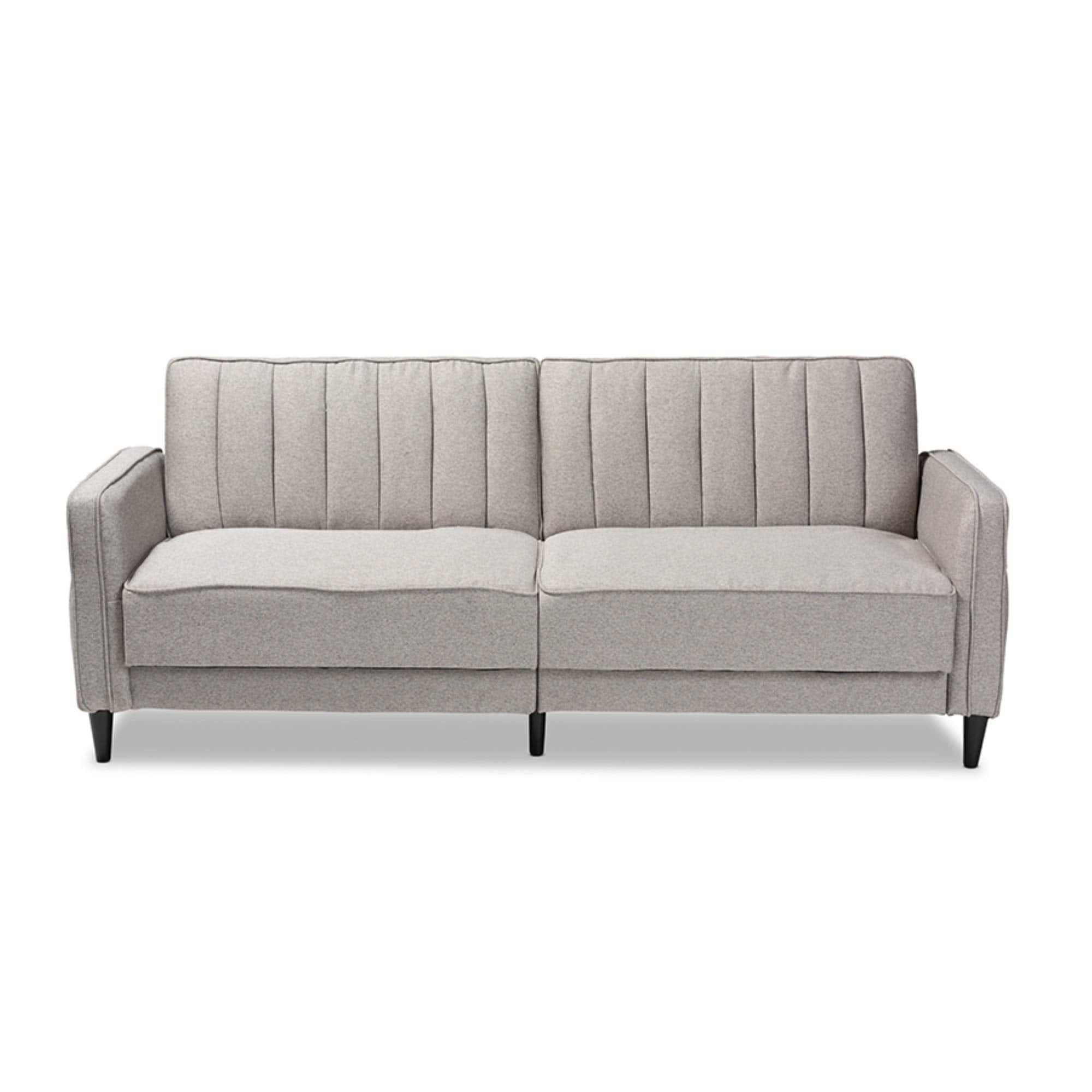 Baxton Studio Colby Mid-Century Modern Light Grey Fabric Upholstered Sleeper Sofa