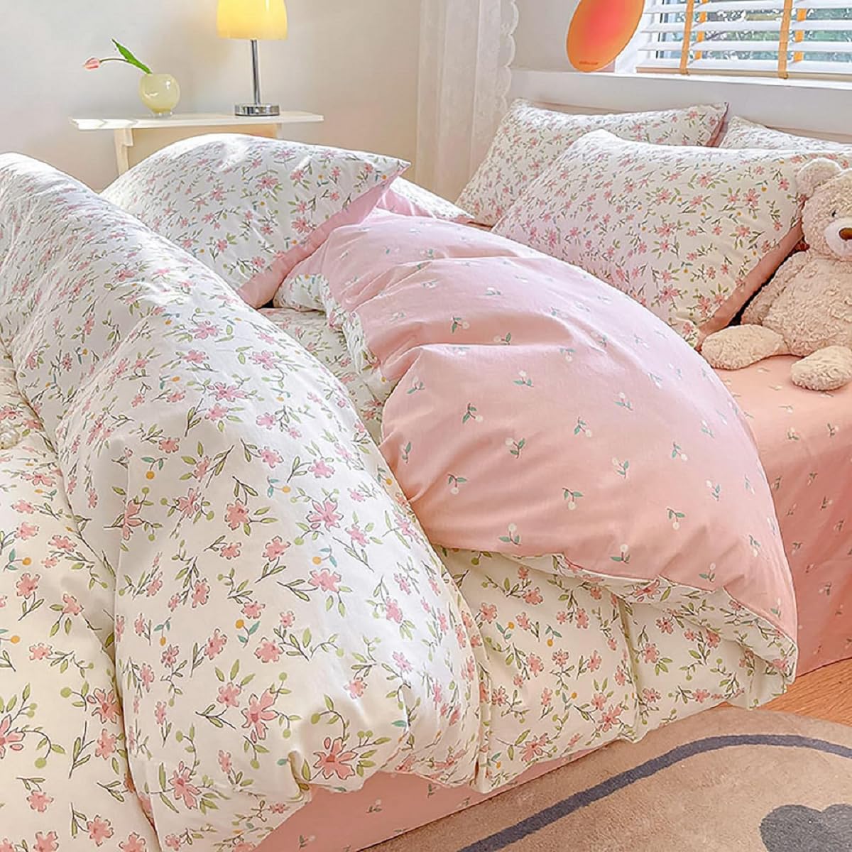 Pink Floral Duvet Cover Twin Garden Style White Duvet Cover Cotton Girls Pink Flower Comforter Cover Vintage Floral Botanical Du