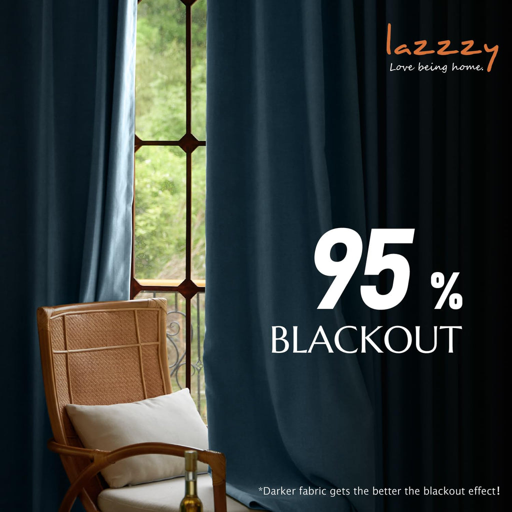 Lazzzy Blue Velvet Curtains 108 Inches Long Room Darkening Drapes For Bedroom Living Window Treatments Rod Pocket 2 Panels, Dark Slate, W62 X L108