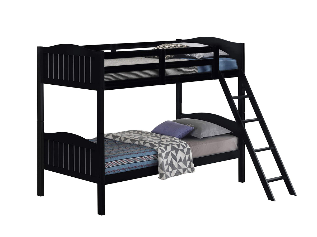 Coaster Home Furnishings Littleton Twin Over Twin Bunk Bed with Ladder Black