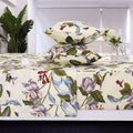 Fadfay Shabby Floral Sheets California King 100% Cotton 600 Tc White Flower And Green Leaves Bedding Vintage Garden Botanical Pr
