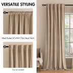 Miulee Velvet Curtains 90 Inches 2 Panels - Luxury Blackout Curtains For Bedroom Living Room Thermal Insulated Super Soft Window Drapes Rod Pocket & Back Tab, Camel Beige, W52 X L90 Inch