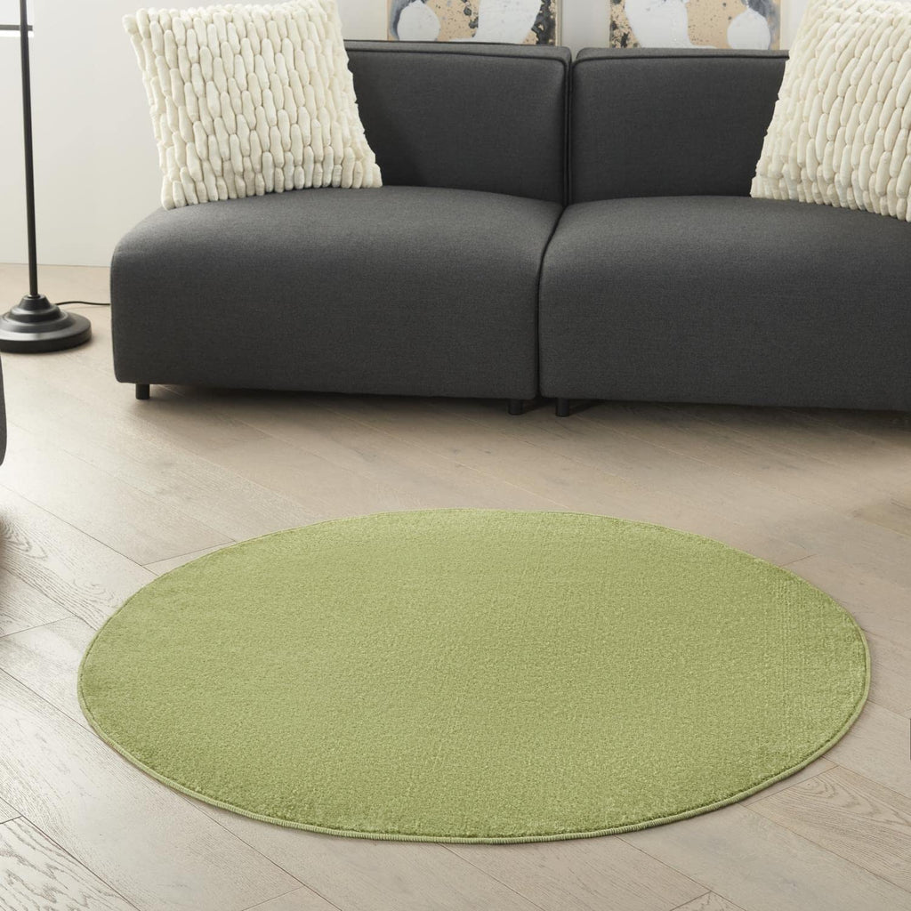 Nourison Essentials Indoor/Outdoor Green 4' X Round Area -Rug, Easy -Cleaning, Non Shedding, Bed Room, Living Room, Dining Room, Backyard, Deck, Patio (4 Round)