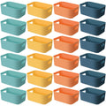 Geetery 24 Pcs Storage Bins with Handles, 10 x 7 x 4 Inch, Bright Color