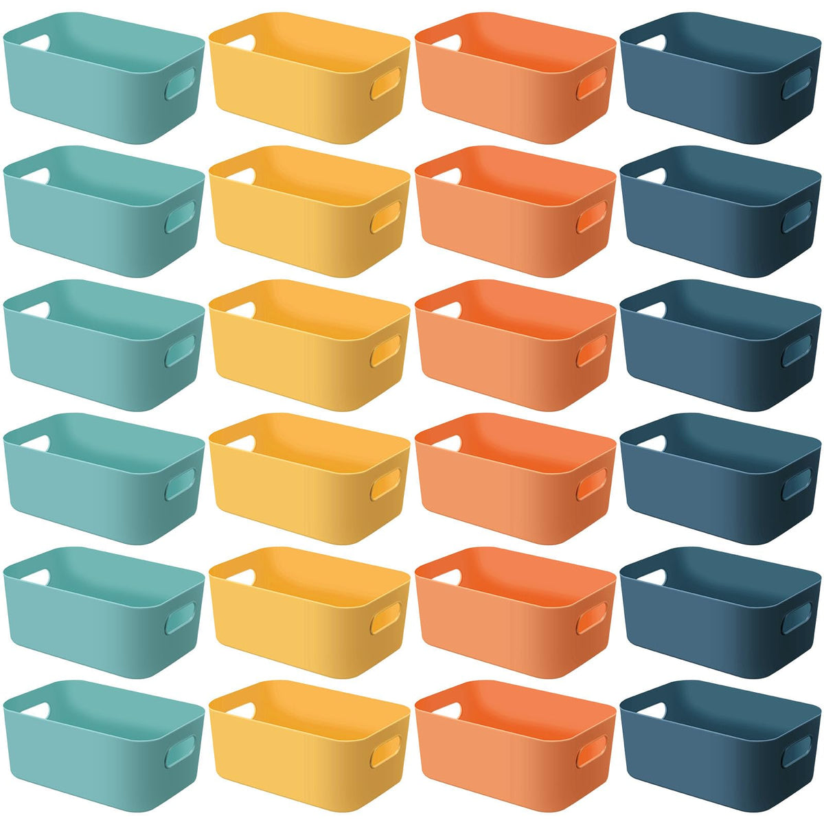 Geetery 24 Pcs Storage Bins with Handles, 10 x 7 x 4 Inch, Bright Color