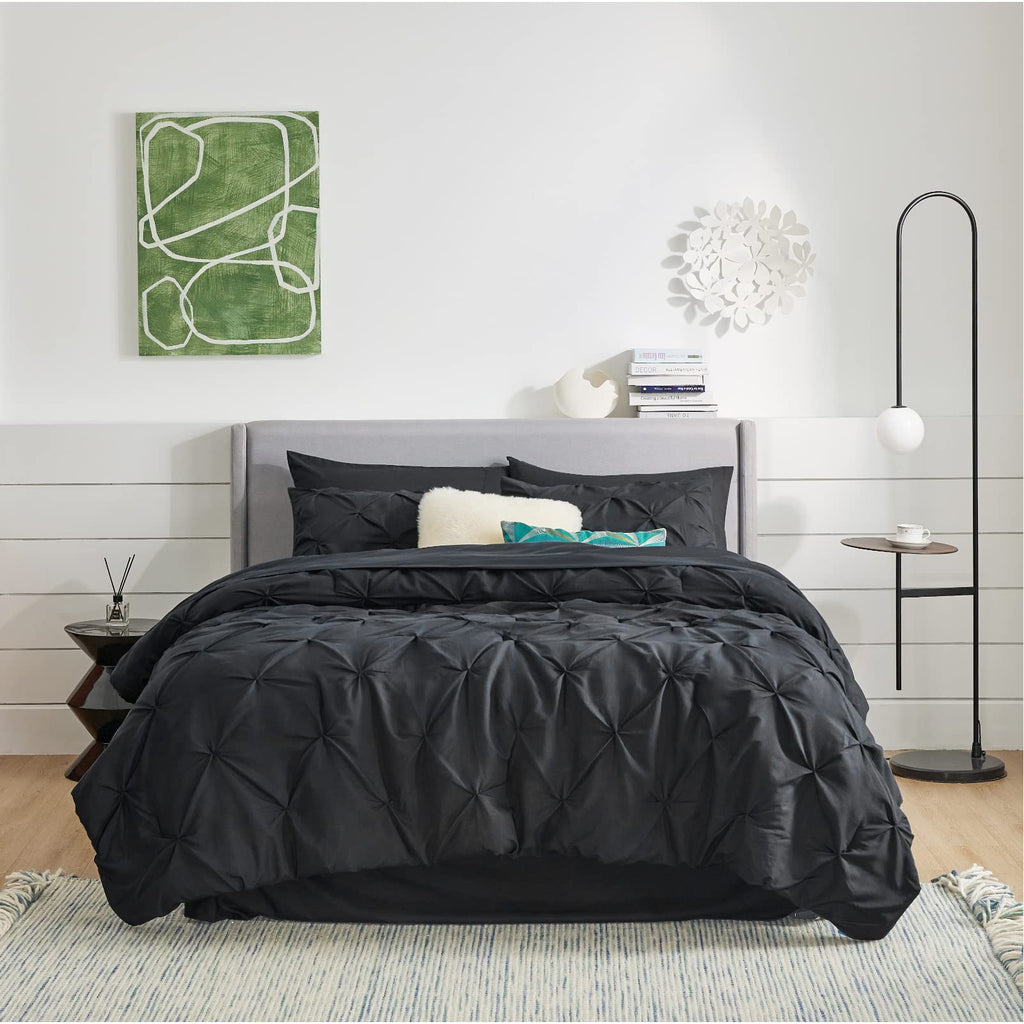 Bedsure King Size Comforter Set - Bedding Set King 7 Pieces, Pintuck Bed In A Bag Green Bed Set With Comforter, Sheets, Pillowca