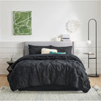 Bedsure King Size Comforter Set - Bedding Set King 7 Pieces, Pintuck Bed In A Bag Green Bed Set With Comforter, Sheets, Pillowca