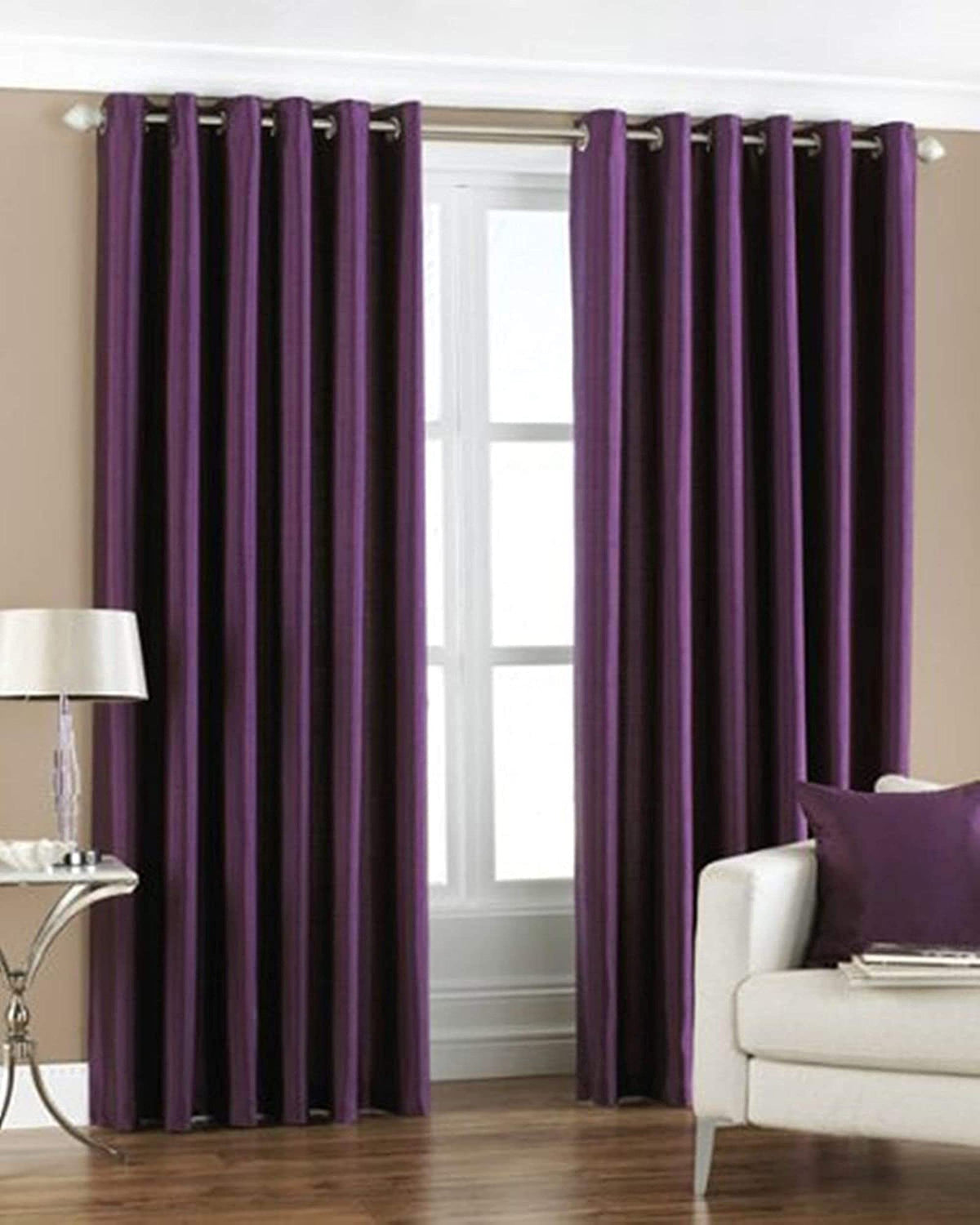 Kiara Creations Elegant Solid SemiSheer Curtains for Door 7 Feet (Pack of 1) Purple