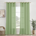 Homemonde Solid Sheer Curtain Set Of 6 Door 7 Feet, Linen Textured Plain Sheer Door Curtain For Home Decor, Hangs Elegantly With