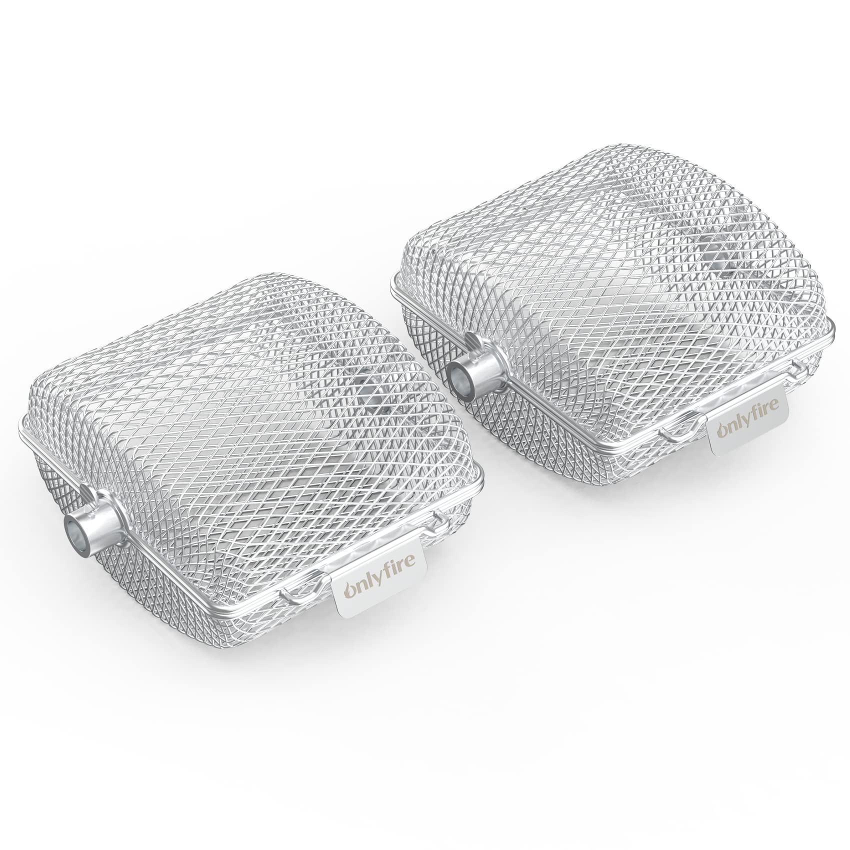 Onlyfire Rotisserie Grill Basket, 2 Pack Stainless Steel Rotisserie Accessory For Any Grill, Fits For 1/2' Hexagon, 3/8' Hexag