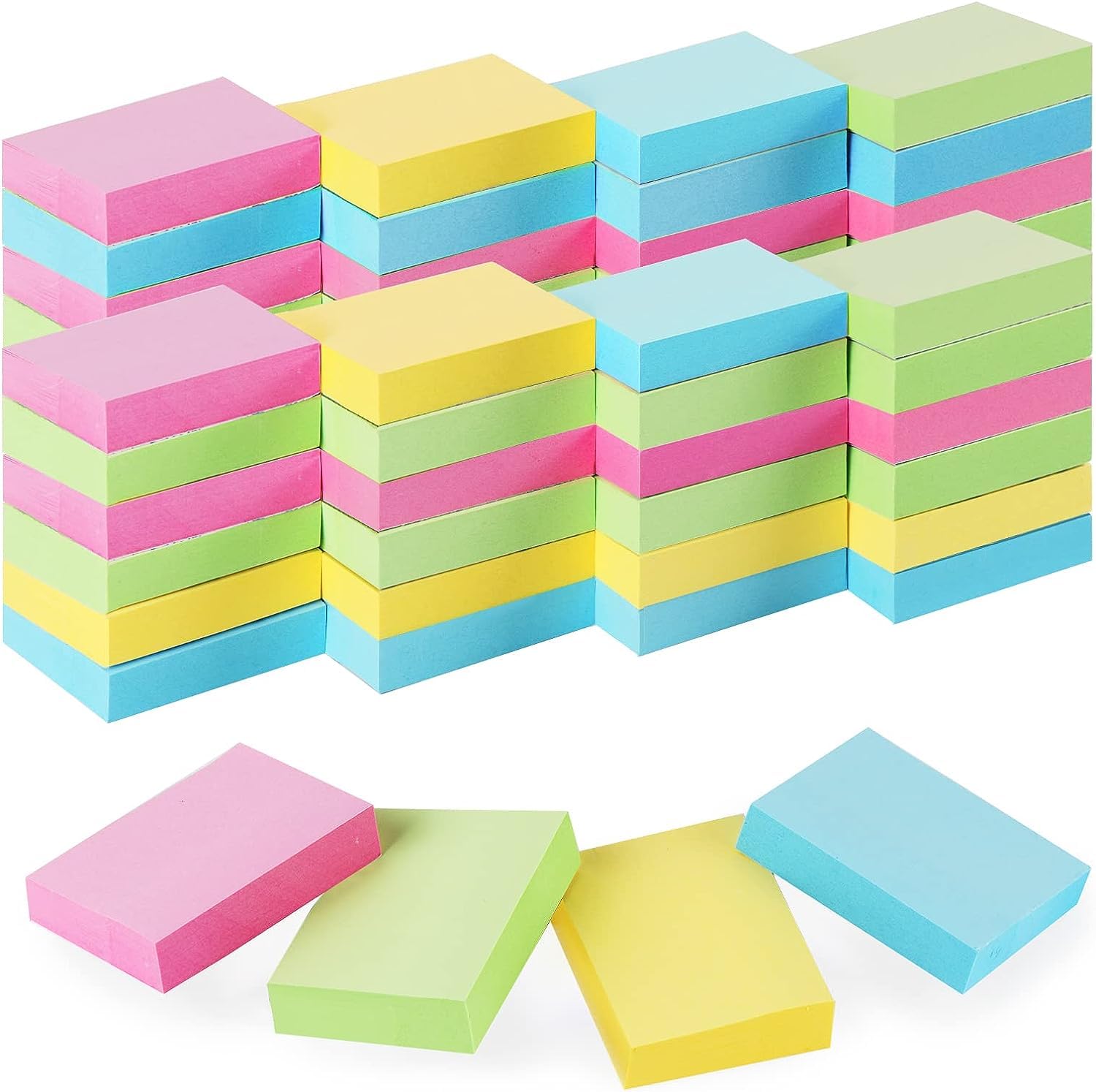 50 Pads Mini Sticky Notes 1.5X 2 Inch, Small Self-Stick Note, Bulk Tiny Pads For Office, School, Home, 100 Sheets/Pad, 4 Pastel