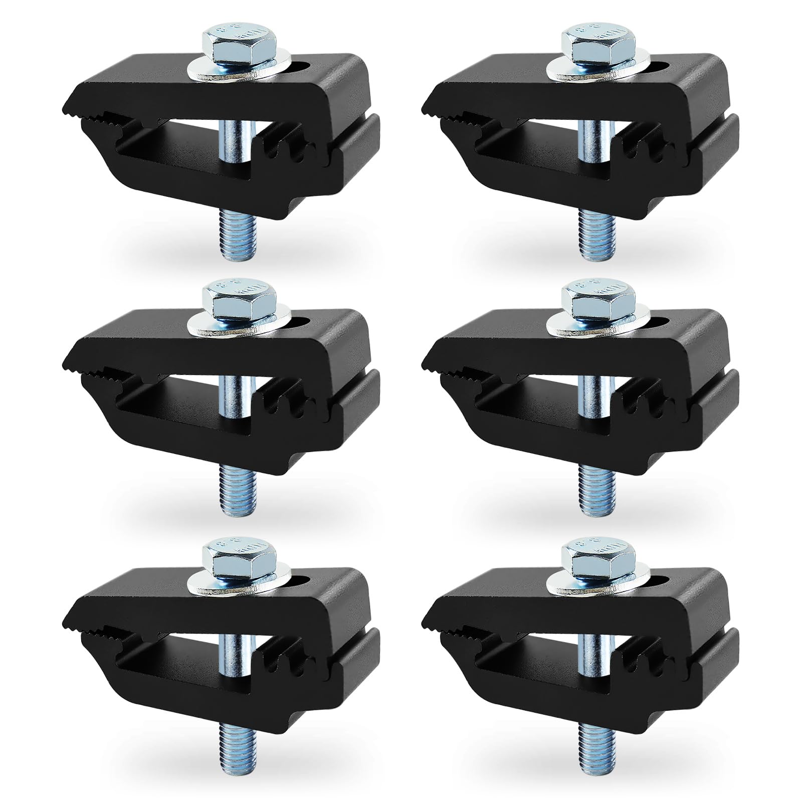 Qymopay Aluminum Mounting Clamps Tonneau Cover Clamps Truck Topper Clamps For Camper Shell,Truck Cover, Cap Clamps 6Pcs Black