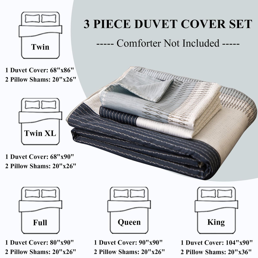 Cotton Twin Xl Duvet Cover Gray Blue White Stripe Duvet Cover Modern Geometric Stripe Bedding Sets For Men Boy Teen Simple Style