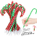 Janlaugh 60 Pcs Christmas Candy Cane Scented Pens Bulk with Peppermint Candy Scented Ink Ballpoint Pen for Christmas Stocking St