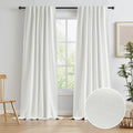 Cream Blackout Extra Long Curtains 132 Inch Length 11 FT, Farmhouse Boho Window Curtain Panels for Living Room, Back Tab Vertica