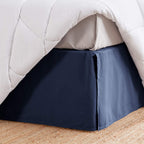 Sleep Zone Pleated Bed Skirts Twin Size, 15 Inch Tailored Drop Easy Fit Bedskirt, Anti-Static, Fade Resistant (Twin, Navy Blue)