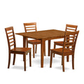 East West Furniture MILA5-SBR-W Milan 5 Piece Set for 4 Includes a Rectangle Kitchen Table with Butterfly Leaf and 4 Dining Room Chairs, 36x54 Inch