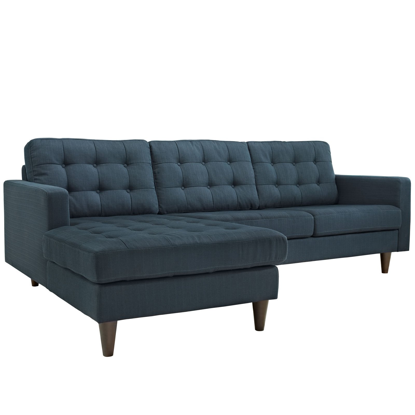 Modway Empress Mid-Century Modern Upholstered Fabric Left-Arm Facing Sectional Sofa In Azure