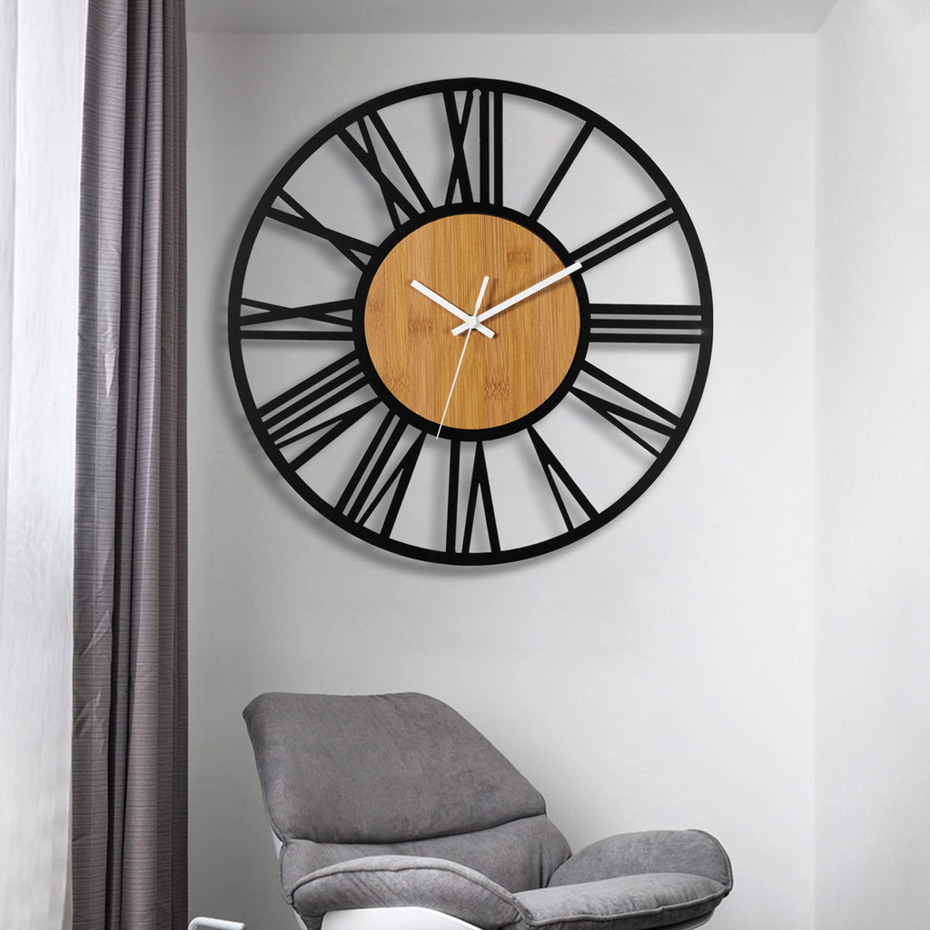 1St Owned Wall Clock For Home Decor - Antique 24 Inch Wood Wall Clocks Battery Operated Silent Non Ticking Simple Minimalist Rom