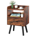Yoobure Night Stand with Fabric Drawer, Modern Nightstand, Bedside Tables, Mid Century Nightstands with Open Storage Shelf, Wood