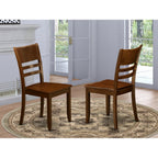East West Furniture Lynfield Dining Ladder Back Wood Seat Kitchen Chairs, Set of 2, Espresso