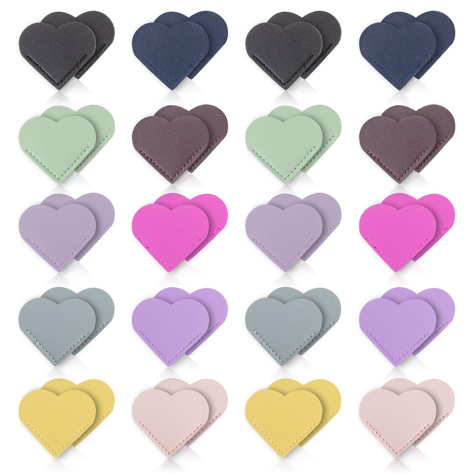 Sabary 40 Pcs Leather Heart Bookmark Page Corner Bookmark Cute Lovers Gifts Accessories Clips for Office Bookworm Present Home, 