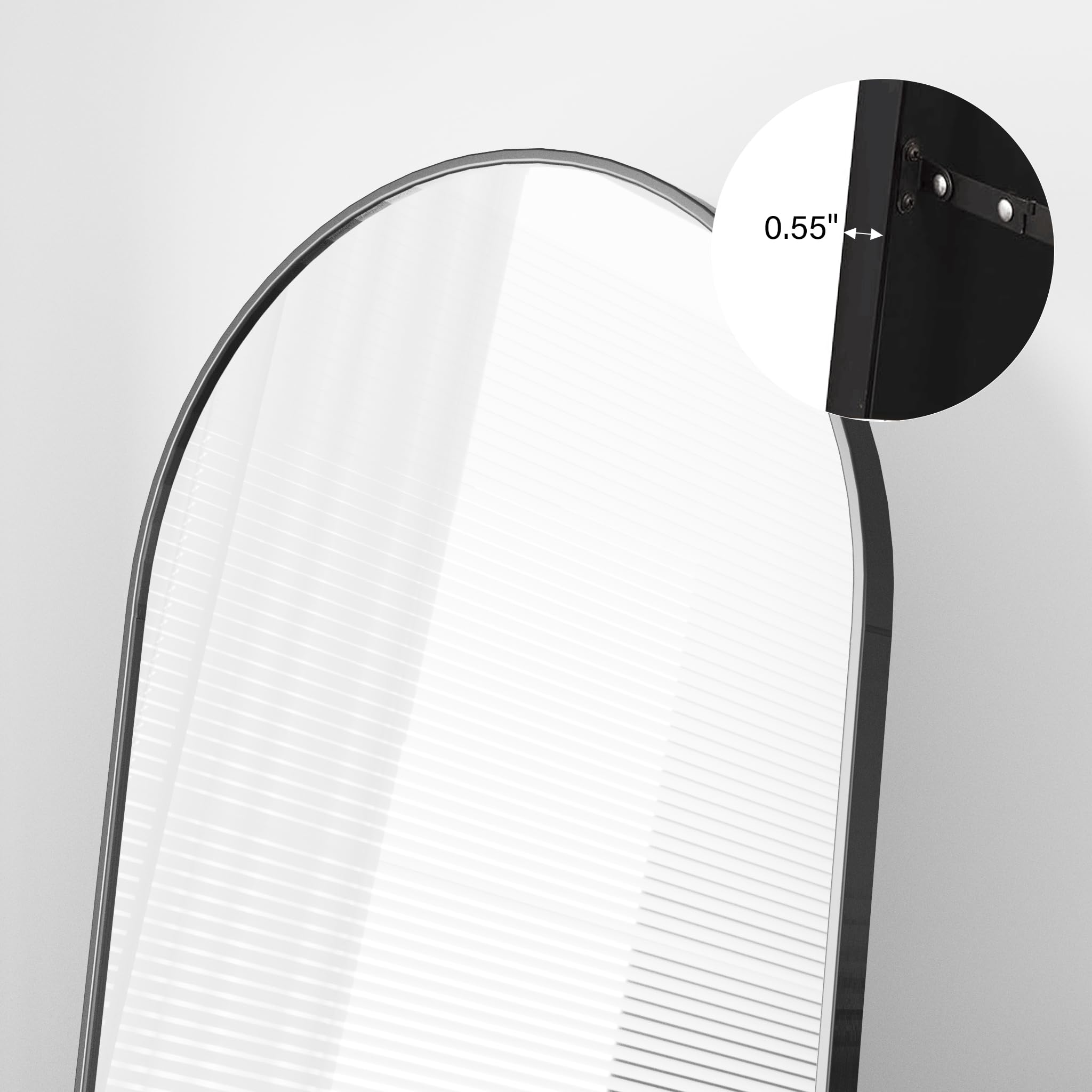 Floor Mirror, 64''X21'' Black Full Length Mirror, Arched Mirror Full Length, Freestanding Mirror, Arch Floor Length Mirror With