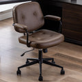 LukeAlon Adjustable Pu Leather Home Office Chair, Comfy 360 Swivel Task Chair with Armrest Modern Thickened Seat Desk Chair Tilt