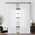 Dukiyo White Linen Curtains 108 Inches Long For Living Room 2 Panels Farmhouse Boho Privacy Light Filtering Semi Sheer Curtain D