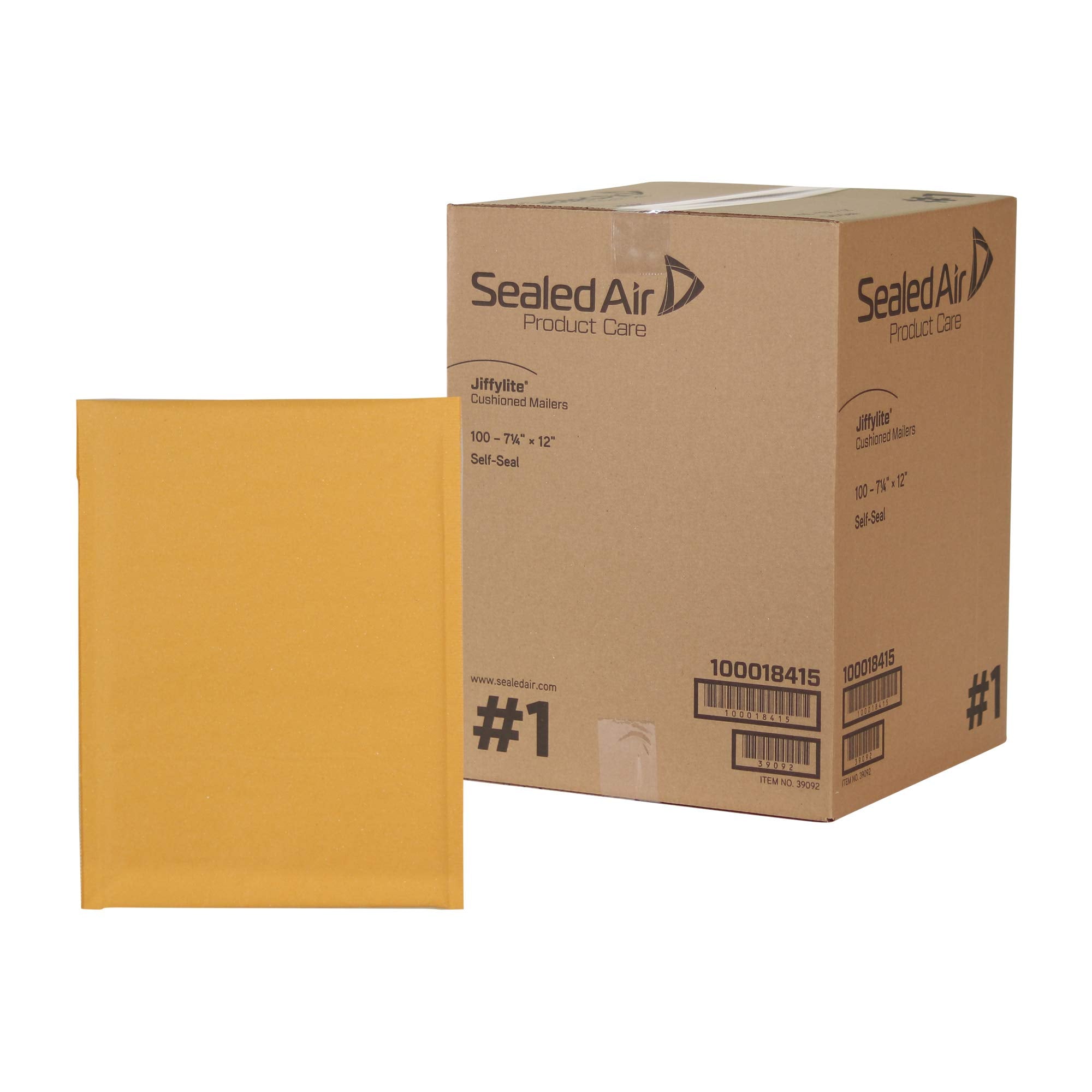 Sealed Air Bubble Mailers (Sel39092), Brown Kraft, 100, #1 - 7.25' X 12', Manila