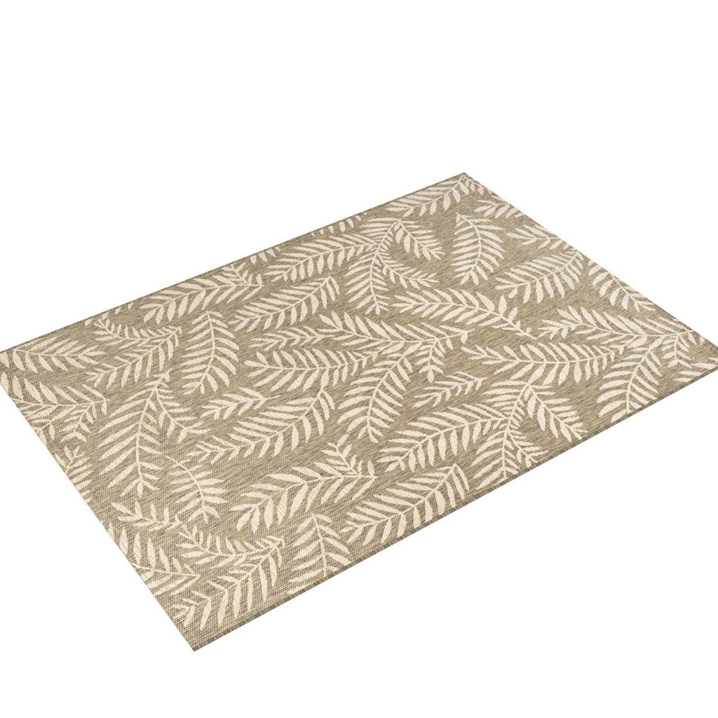 Jonathan Y Smb119A-3 Nevis Palm Frond Indoor Outdoor Area-Rug Coastal Floral Easy-Cleaning Bedroom Kitchen Backyard Patio Non Shedding, 3 X 5, Brown/Beige