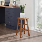 Winsome Carrick Counter Stool, 24In Height, Solid Wood, Teak Finish