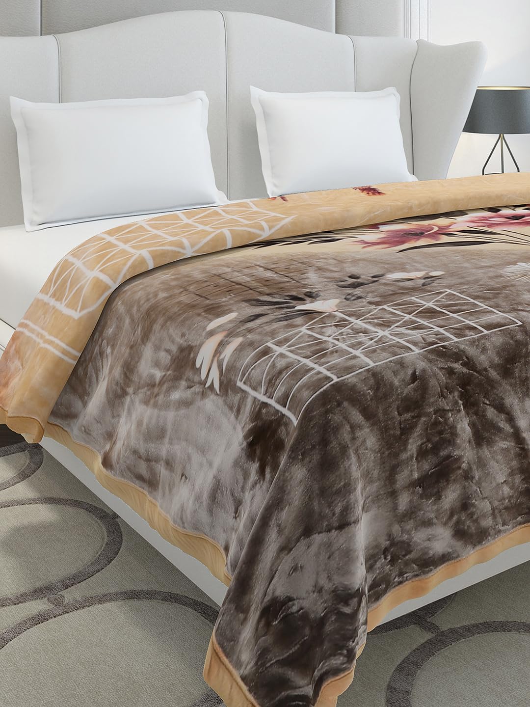 Monte Carlo Double Bed Heavy Winter Blanket Commander 2 Ply with Emboss 1100 GSM | 6 KG (240x220 CM), Beige