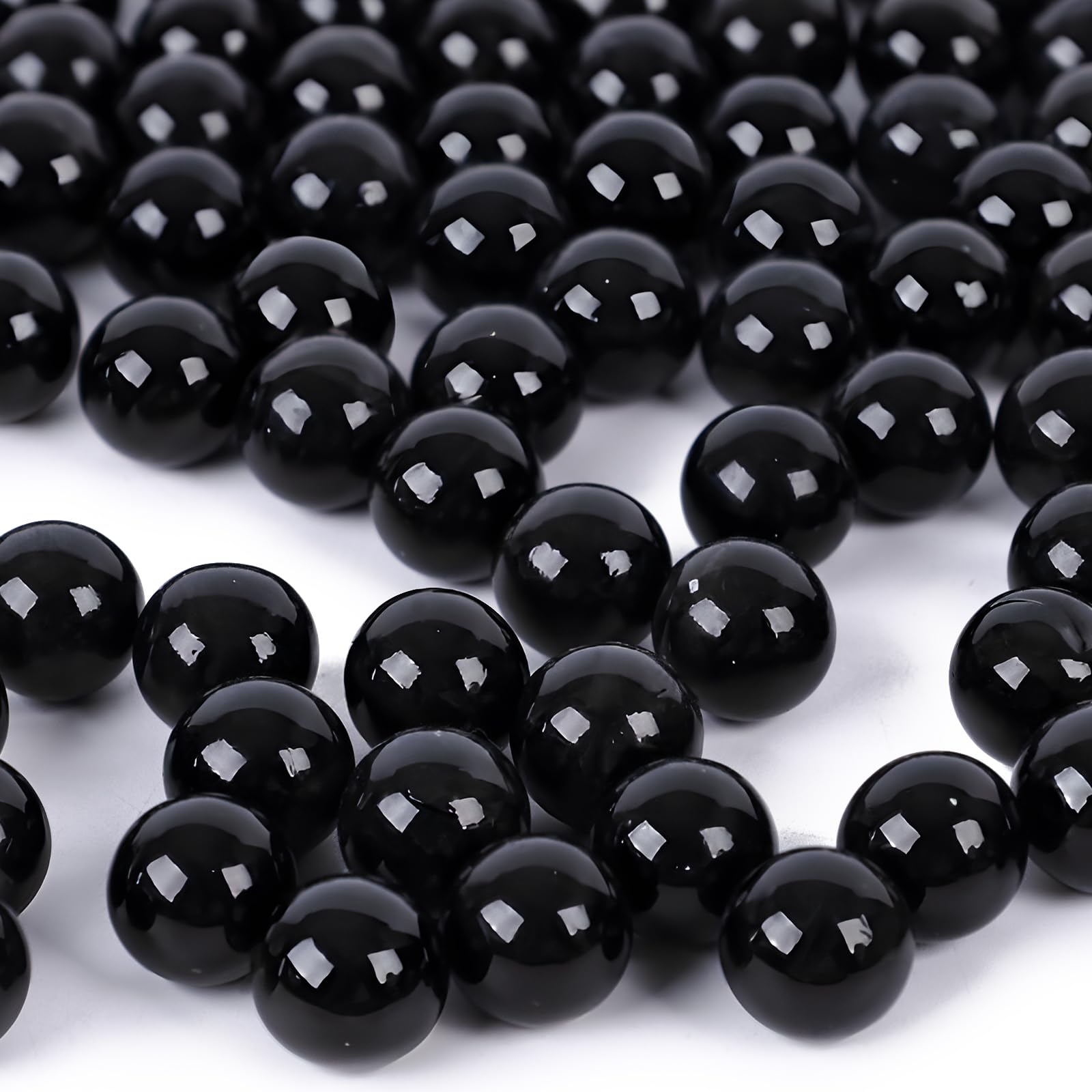 DomeStar 1LB Glass Marbles Bulk, Round Glass Marbles 0.63 Inch Vase Fillers Black Glass Beads for Marble Runs Home Decor