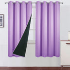LEMOMO 100% Blackout Curtains 52 x 72 Inch/Lavender Curtains 2 Panels with Black Lining Room Darkening Thermal Insulated Bedroom
