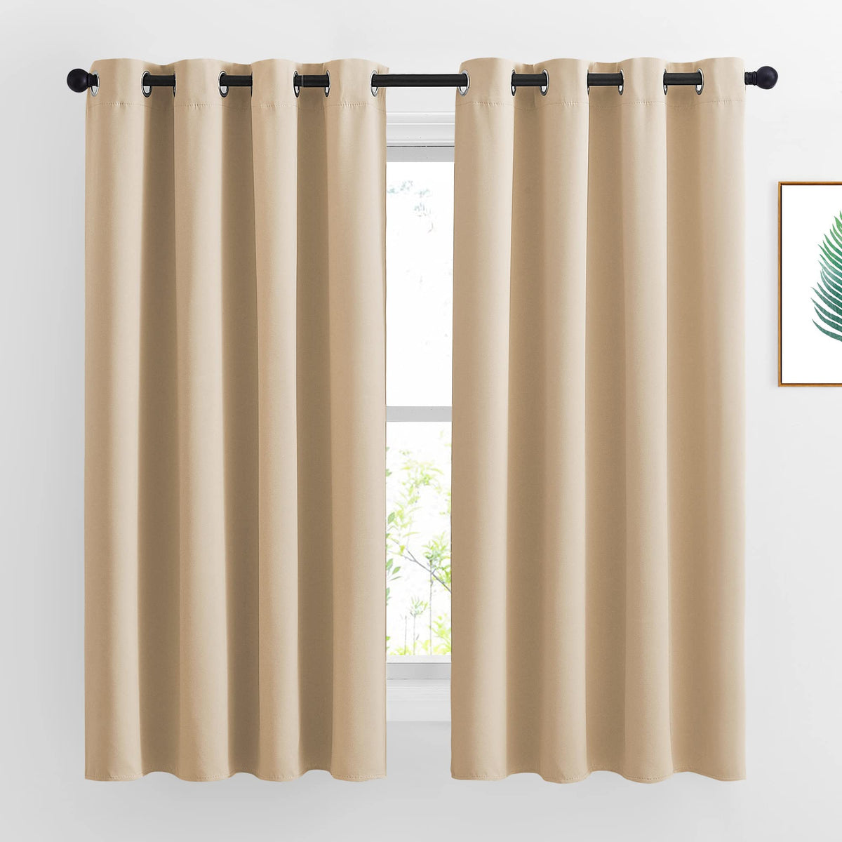 Nicetown Bedroom Curtains Room Darkening Draperies - Biscotti Beige Room Darkening Drapes/Panels For Bedroom, Grommet Top 2-Pack